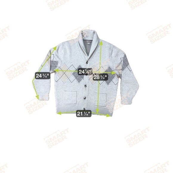 Daniel Cremieux Mens Italian Wool Collar Cardigan Sweater Argyle Pattern Gray XL - Picture 3 of 4